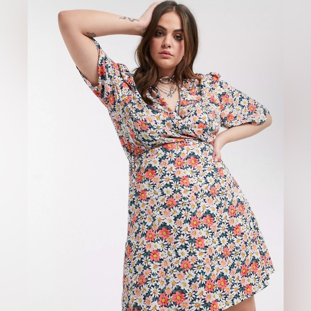 Only Curve Wrap Mini Dress